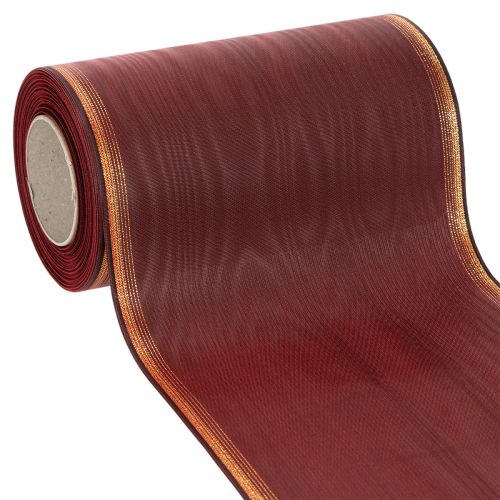 Cinta decorativa de color burdeos con borde dorado, 175 mm. comprar | Floristik24.es