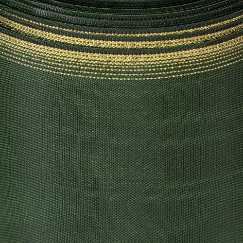 Artículo Cinta de moiré para coronas, 150 mm, verde oscuro con borde de perlas doradas, tejido de tafetán, rollo de 25 m para decoración y diseño.