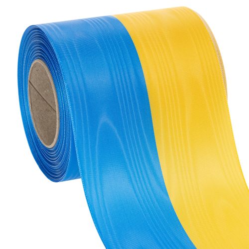 Artículo Cinta de muaré azul y amarilla para corona, 100 mm, cinta nacional, cinta de club, cinta decorativa, cinta de luto festivo, acetato