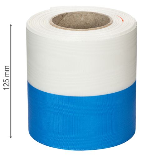 Artículo Cinta decorativa de tafetán azul y blanco con efecto moiré, 100 mm.
