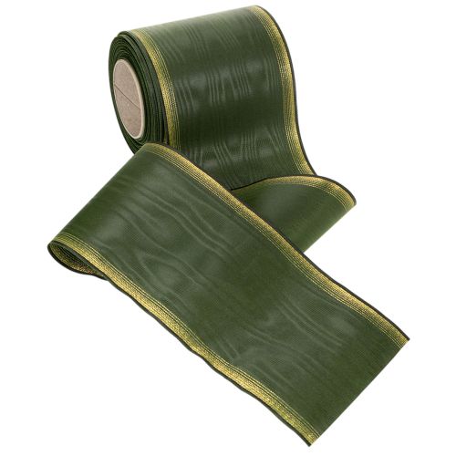 Artículo Cinta para corona moiré verde oscuro 100 mm cinta decorativa de tafetán