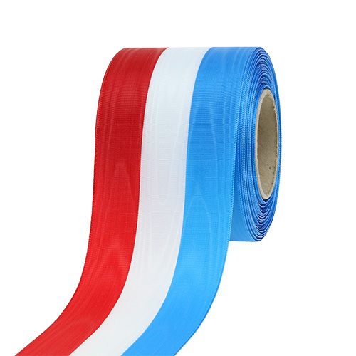 Floristik24 Cinta de corona muaré azul-blanco-rojo 75mm