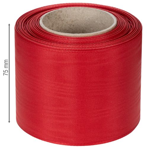 Artículo Cinta roja para coronas de 75 mm x 25 m - Arreglos florales y decoración funeraria, cinta resistente para letras.
