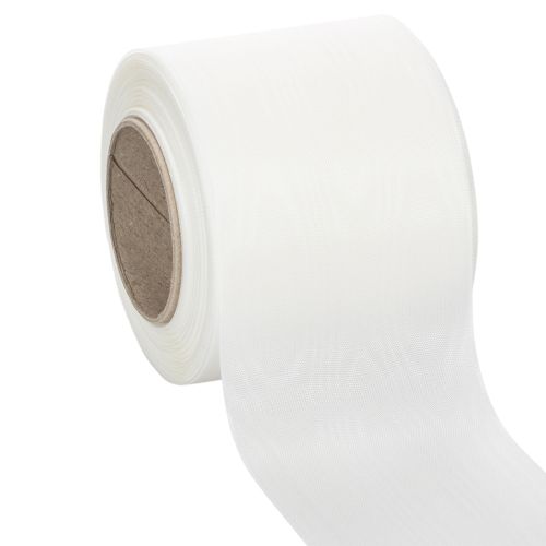 Floristik24 Cinta blanca para coronas, de alta calidad, 75 mm x 25 m: cinta decorativa para floristería y servicios funerarios, ideal para impresión.
