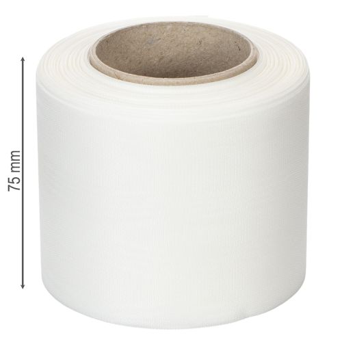 Artículo Cinta blanca para coronas, de alta calidad, 75 mm x 25 m: cinta decorativa para floristería y servicios funerarios, ideal para impresión.