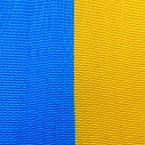 Artículo Cinta para corona muaré azul-amarillo 100 mm