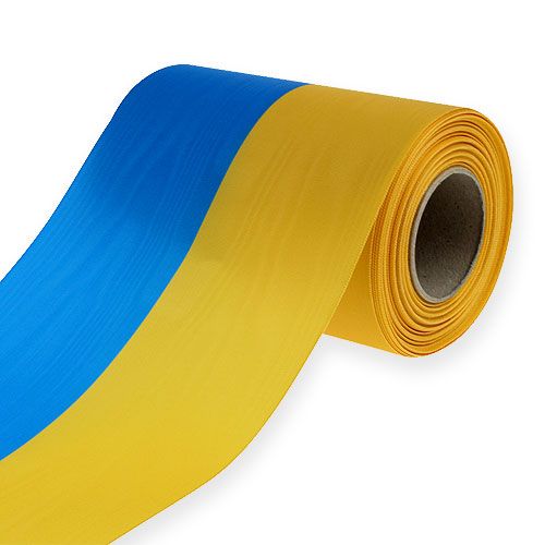 Floristik24 Guirnalda de cintas muaré azul-amarillo 150 mm