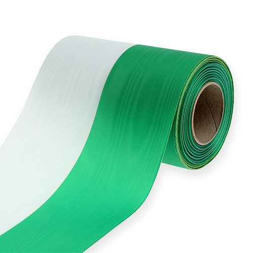 Corona cintas muaré verde-blanco 150mm 25m