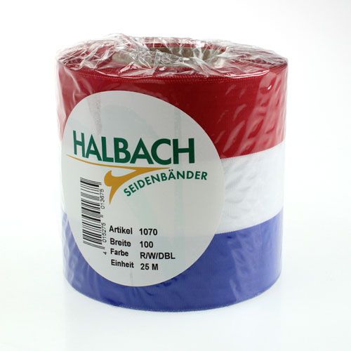 Floristik24 Cintas para guirnaldas Moiré azul-blanco-rojo 100 mm