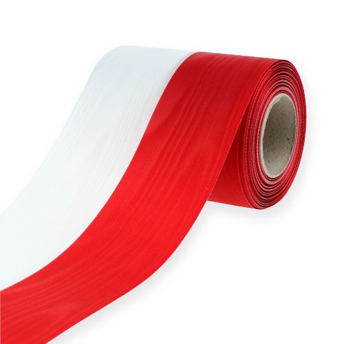 Guirnalda de cintas muaré blanco-rojo 100 mm