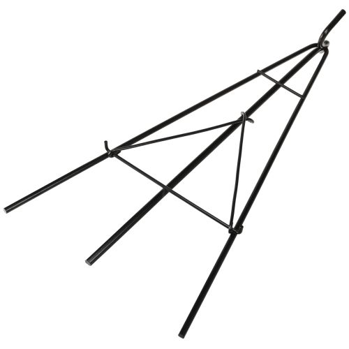 Artículo Portacoronas de pie con gancho, caballete de metal negro, altura 56 cm.