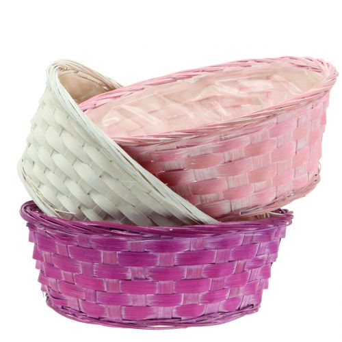 Floristik24 Cesta para patatas redonda lila/blanco/rosa Ø25cm 6uds