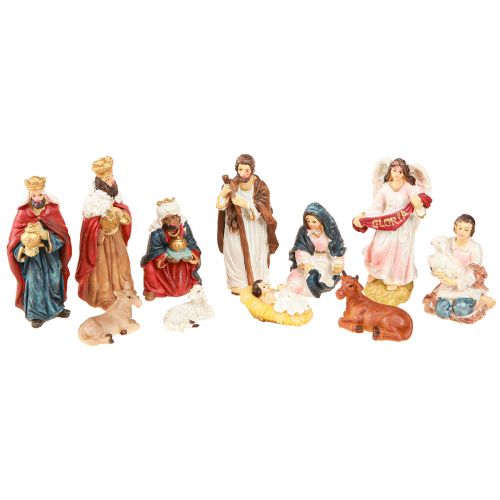 Floristik24 Set de figuras de Nacimiento 11 figuras de colores pintadas a mano 3,5-9,5cm