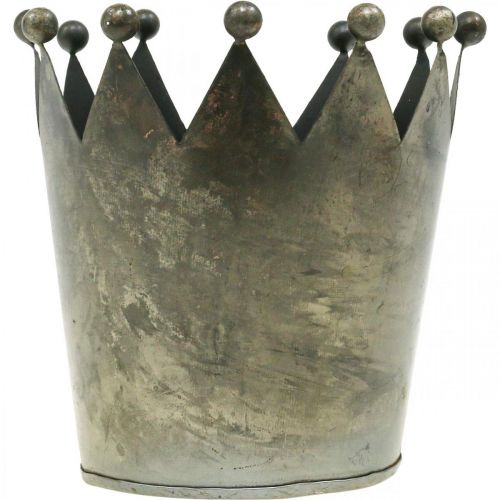 Artículo Deco corona aspecto envejecido mesa de metal gris decoración Ø15cm H15cm