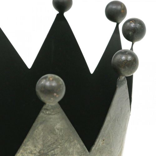 Artículo Deco corona aspecto envejecido metal gris decoración de mesa Ø12.5cm H12cm