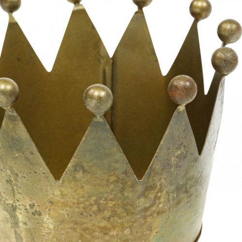 Floristik24 Decoración de mesa de metal con aspecto de latón envejecido corona decorativa Ø14cm H9cm