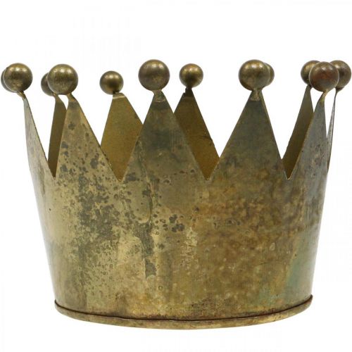 Floristik24 Decoración de mesa de metal con aspecto de latón envejecido corona decorativa Ø14cm H9cm