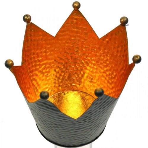 Artículo Portavelas corona oro negro decoración de mesa metal H13.5cm