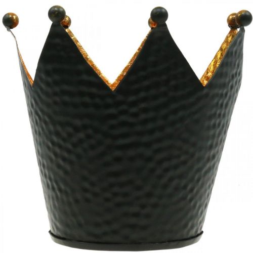 Floristik24 Portavelas corona oro negro decoración de mesa metal H13.5cm