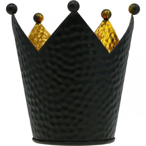 Floristik24 Portavelas corona decoración metal oro negro Al.11cm