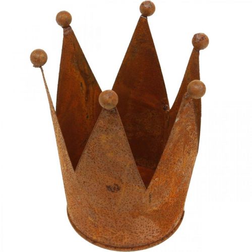 Floristik24 Corona de metal con decoración de óxido para plantar pátina Ø10,5cm H13,5cm