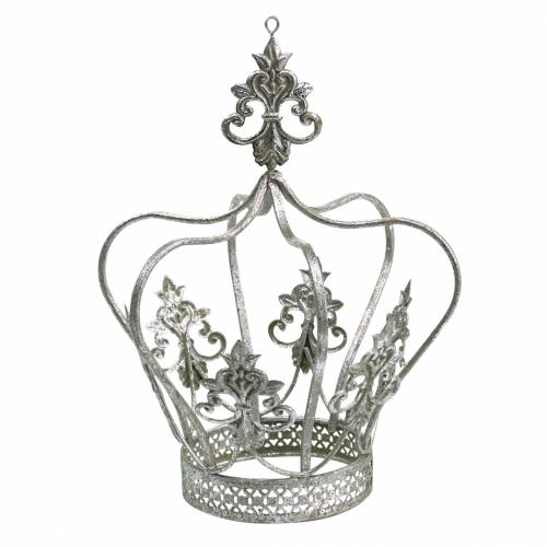 Floristik24 Corona decorativa de metal plateado Ø17.3cm H22.5cm