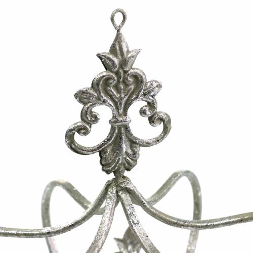 Floristik24 Corona decorativa de metal plateado Ø17.3cm H22.5cm