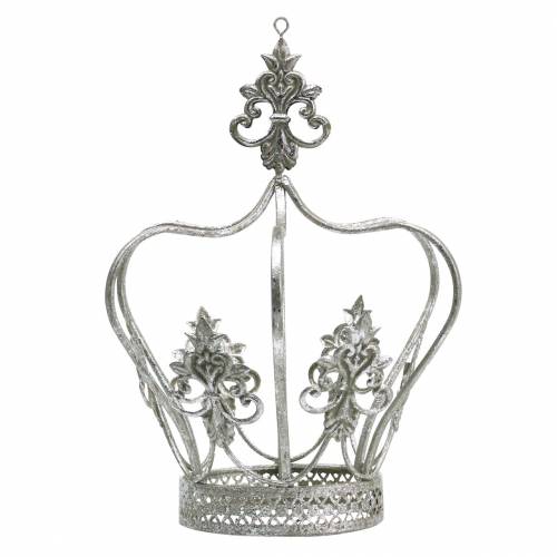 Floristik24 Corona decorativa de metal plateado Ø17.3cm H22.5cm