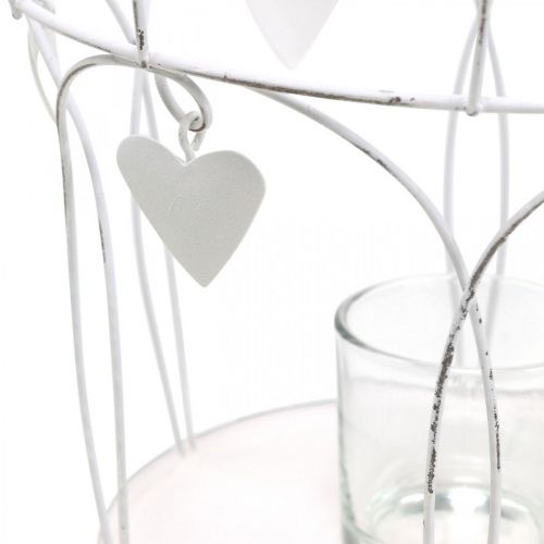 Artículo Corona con decoración de corazón, portavelas, blanco shabby chic Ø19cm H28.5cm