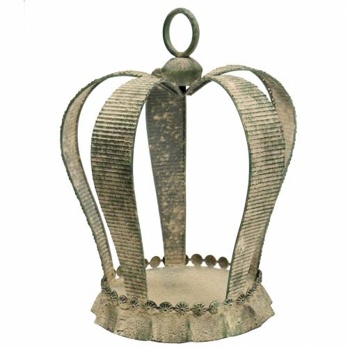 Floristik24 Corona decorativa de metal antiguo verde musgo, beige Ø28cm H36.5cm