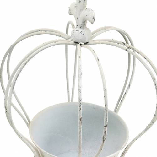 Artículo Corona con cuenco decoración de metal blanco H26cm