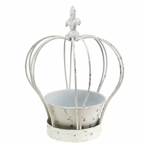 Floristik24 Corona con cuenco decoración de metal blanco H26cm