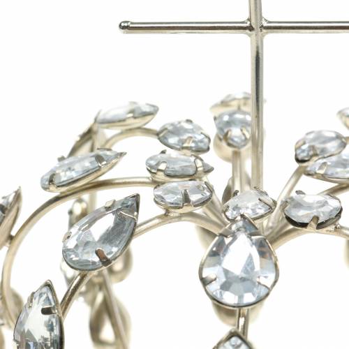 Floristik24 Corona con diamantes y cruz de plata Ø11cm H17cm
