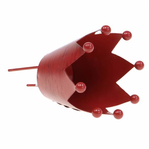 Artículo Corona portavelas para pegar rojo Ø7.5cm H11cm