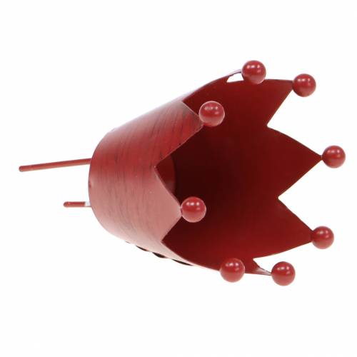 Floristik24 Corona portavelas para pegar rojo Ø7.5cm H11cm