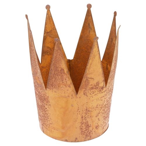 Floristik24 Macetero óxido cuenco decorativo metal corona decorativa vintage Ø16cm