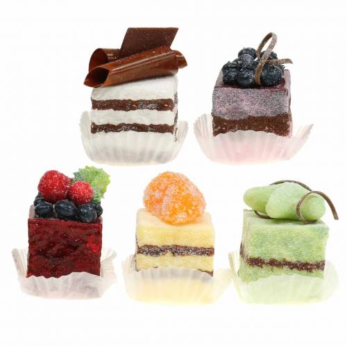 Floristik24 Trozos de tarta artificiales clasificados 4×4cm 5 uds.