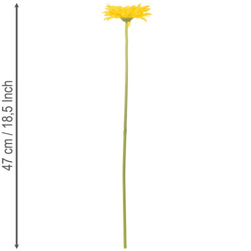 Flores artificiales de gerbera, amarillo brillante, flores de jardín, 47 cm, 6 unidades | Floristik24.es