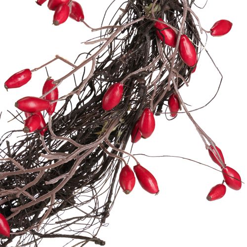 Artículo Corona artificial de rosa mosqueta decorativa de otoño roja Ø50cm