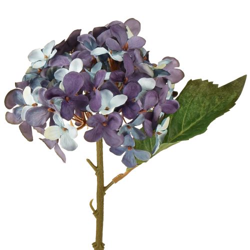 Hortensia artificial decorativa, flor artificial azul y púrpura, 34 cm, 2 unidades