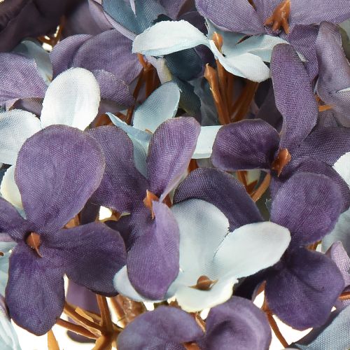 Artículo Hortensia artificial decorativa, flor artificial azul y púrpura, 34 cm, 2 unidades