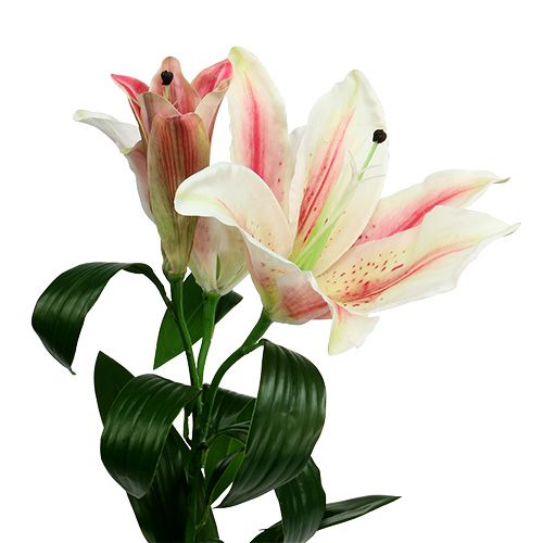 Floristik24 Lirio artificial rosa con toque real 100cm