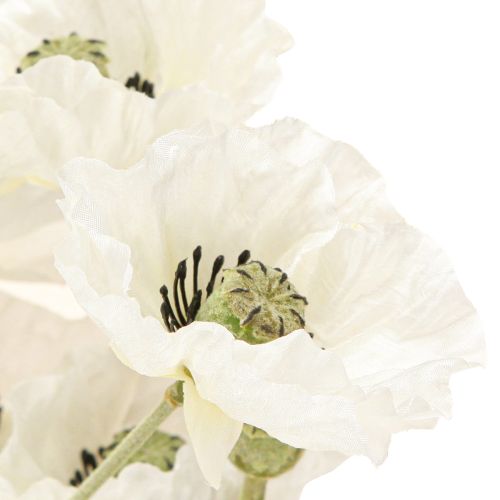 Artículo Amapolas artificiales en flores de seda blanca L78 6 piezas