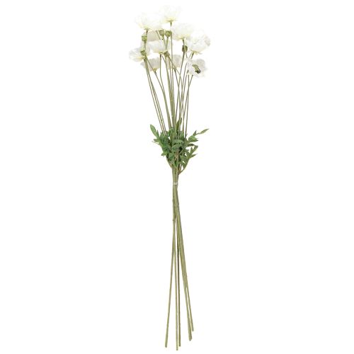 Artículo Amapolas artificiales en flores de seda blanca L78 6 piezas