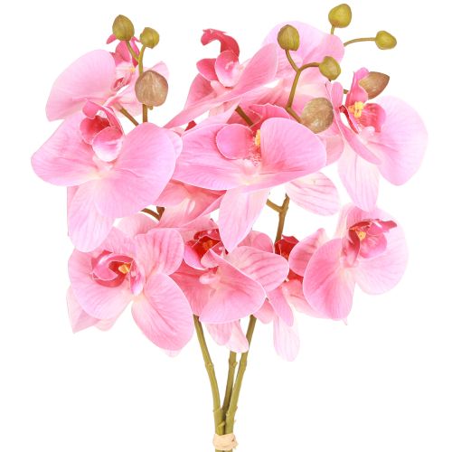 Artículo Orquídeas artificiales rosas, flores artificiales como las reales, 56 cm, 3 unidades