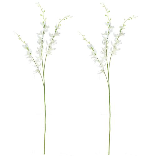 Artículo Rama de orquídea artificial con flores color blanco crema, 90 cm de largo, 2 unidades