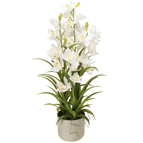 Artículo Orquídeas artificiales en maceta con flores blancas H80cm