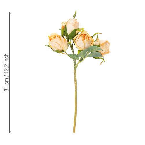 Artículo Ramo de rosas artificiales, decoración realista para salas de estar, 31 cm, 3 piezas