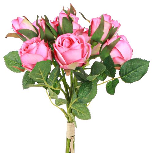 Artículo Rosas artificiales en ramo Flores artificiales rosa 36 cm 12 piezas