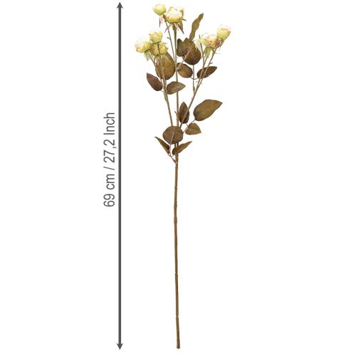 Artículo Rosas artificiales marchitas Drylook 9 pétalos crema 69cm